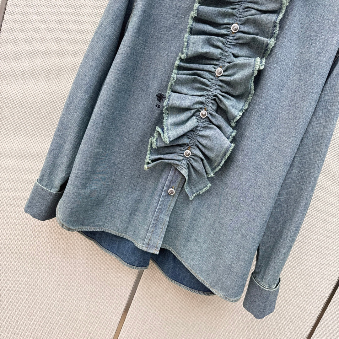 Dior Ruffled Court Denim Shirt