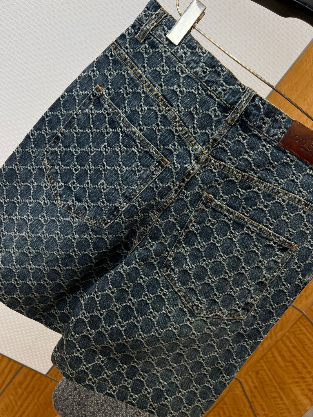 Gucci All-over Denim Shirt & Pants Set