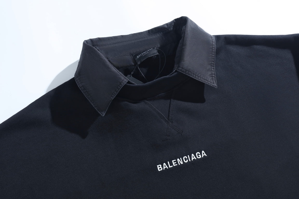 Balenciaga Two-Piece Shirt Collar Classic Letter Embroidered Sweatshirt Jacket