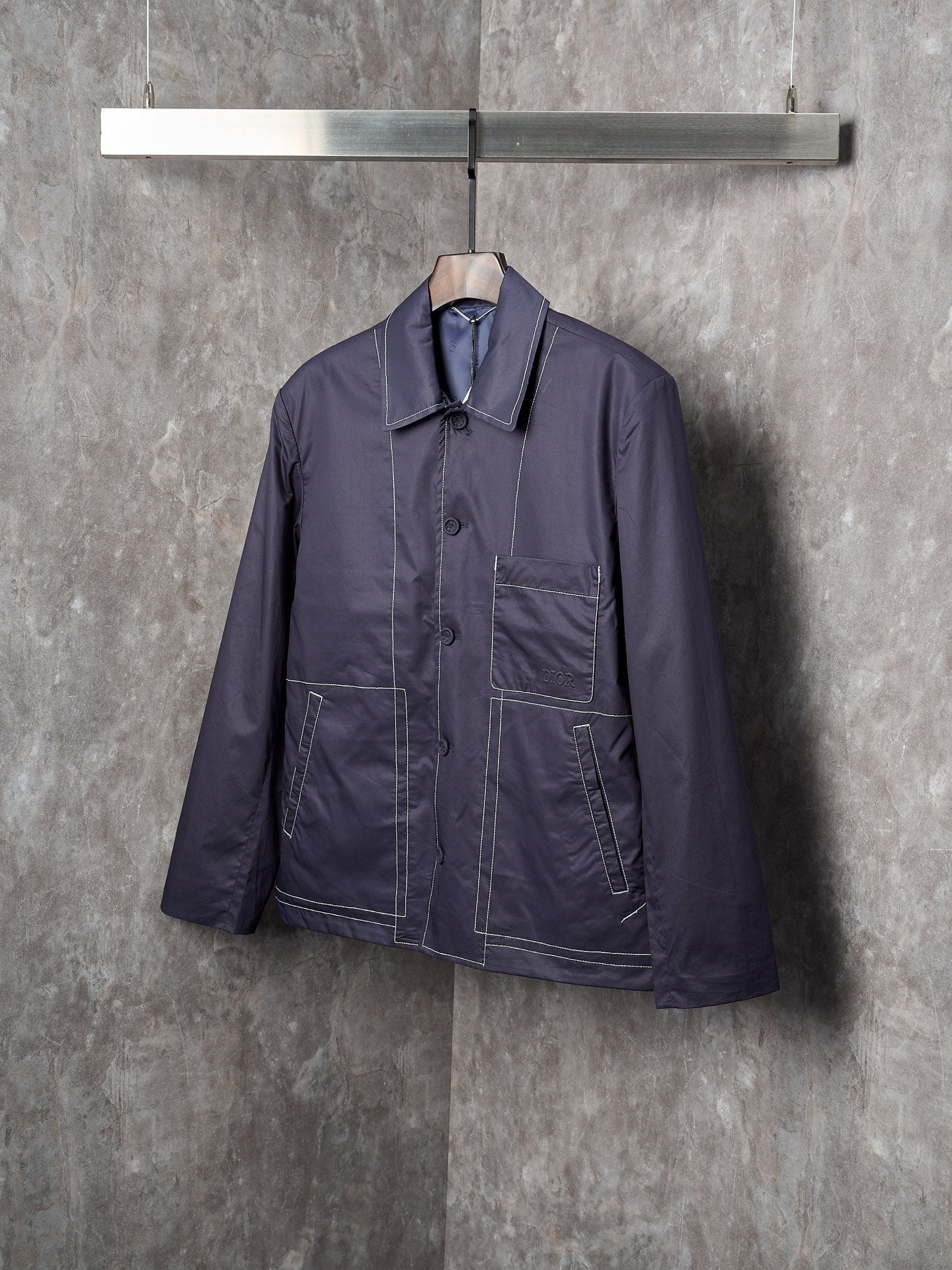 DIOR Navy Blue Pocket Embossed Work Jacket