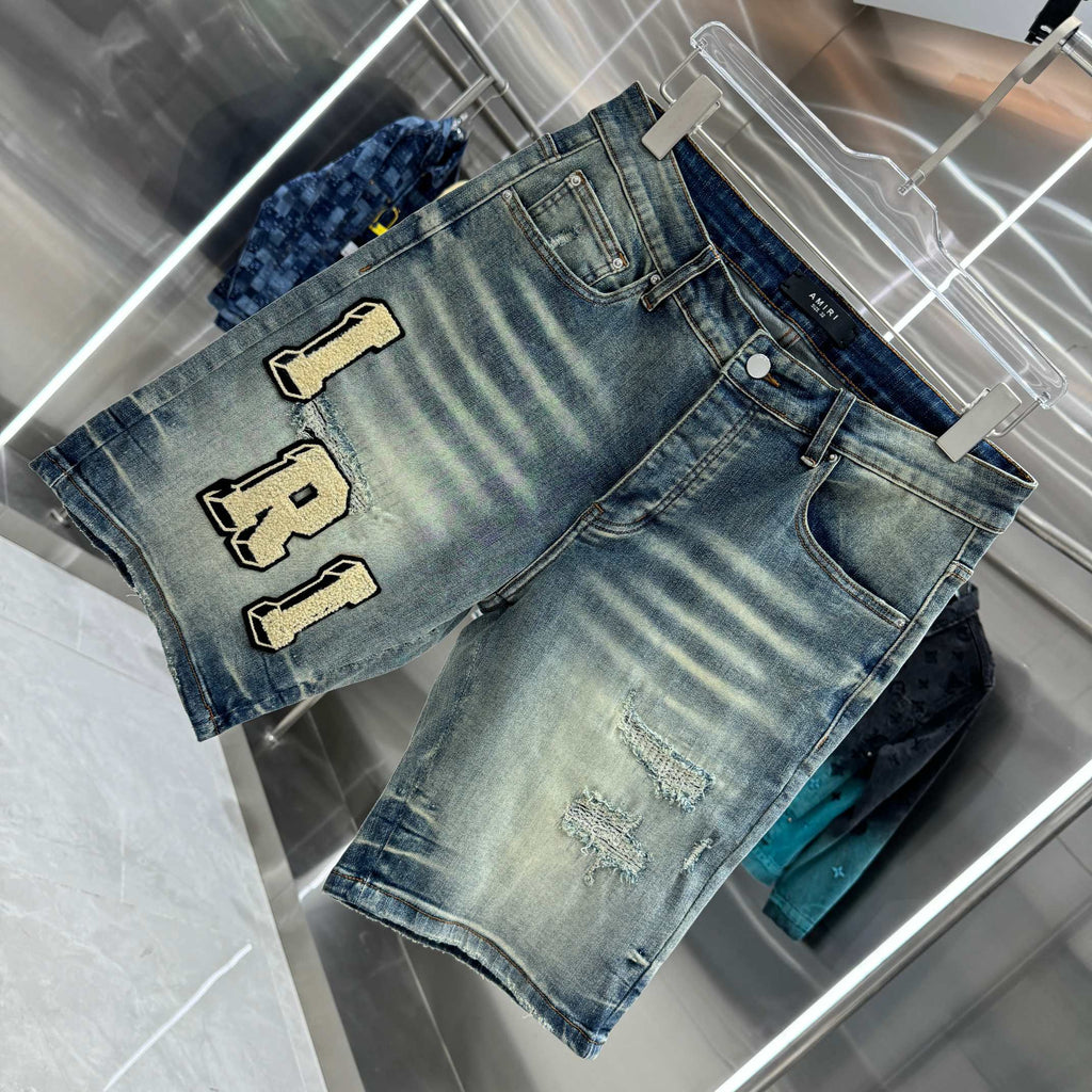 Amiri Embroidered Denim Shorts