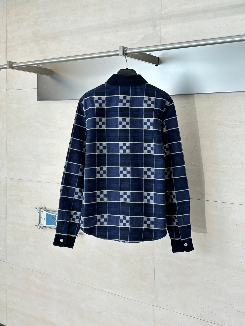 LV  Check Collared Long-sleeved Shirt