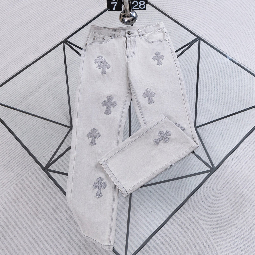 Chrome Heart ×Levi Patchwork Straight-Leg Jeans