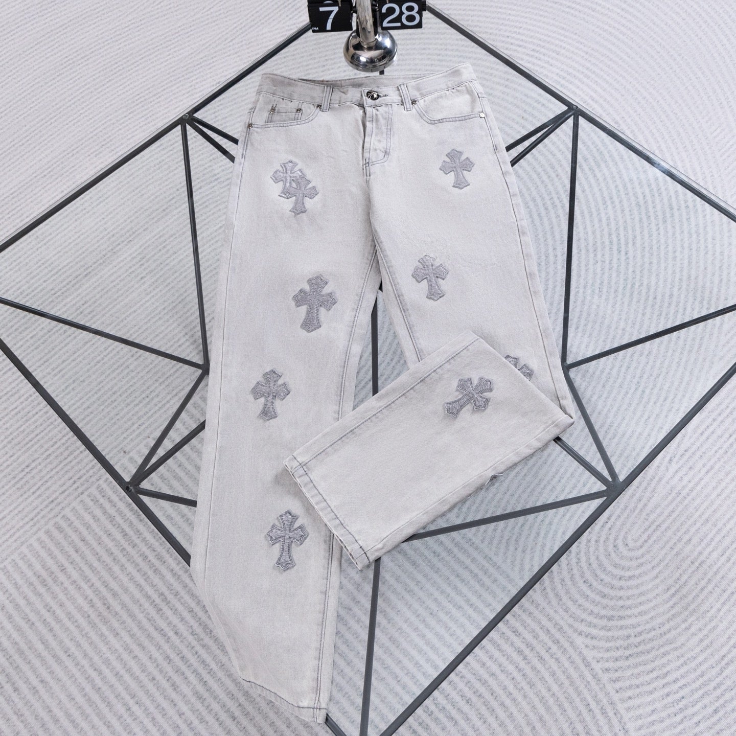 Chrome Heart ×Levi Patchwork Straight-Leg Jeans