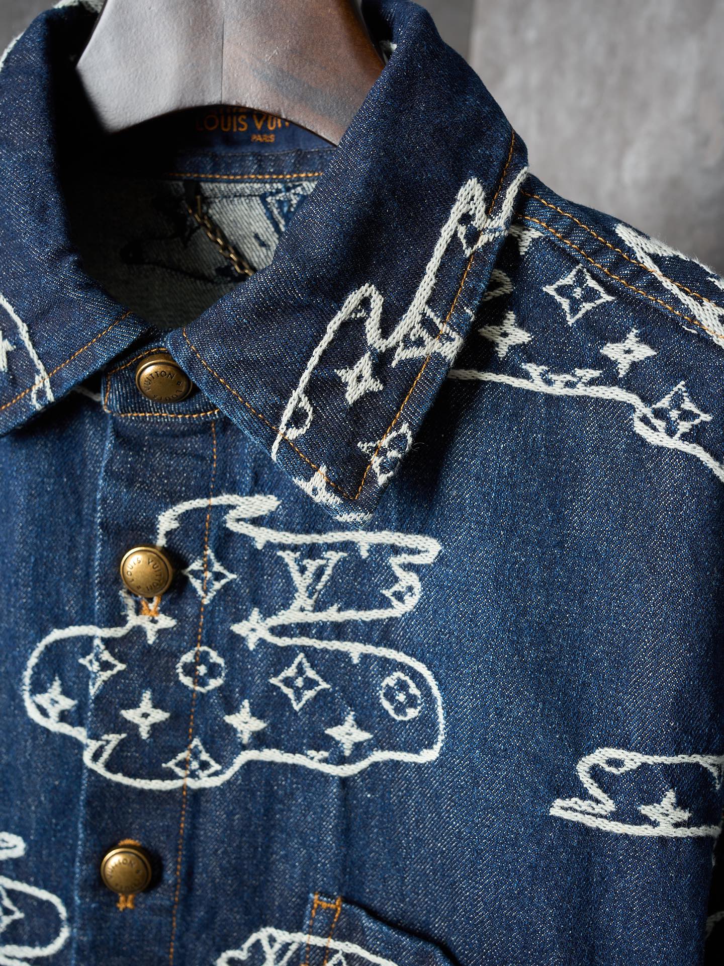 LV Cloud Jacquard Denim short sleeve shirt