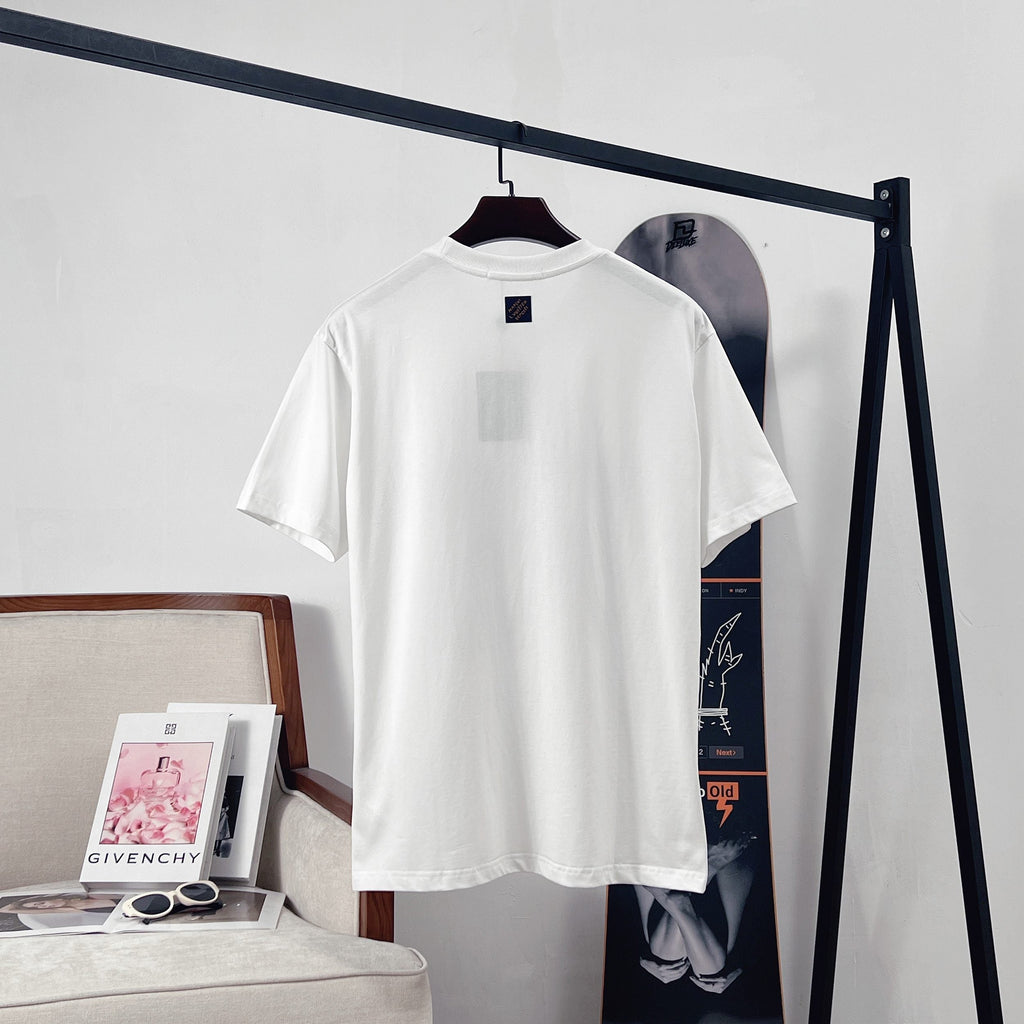 LV Earth flocked Print- Sleeve T-Shirt