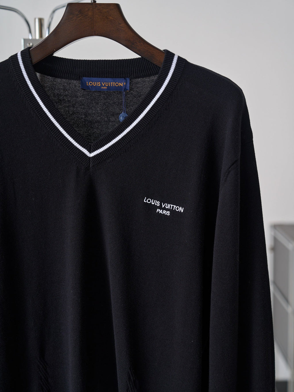 LV Embroidered Knit V-neck Sweater