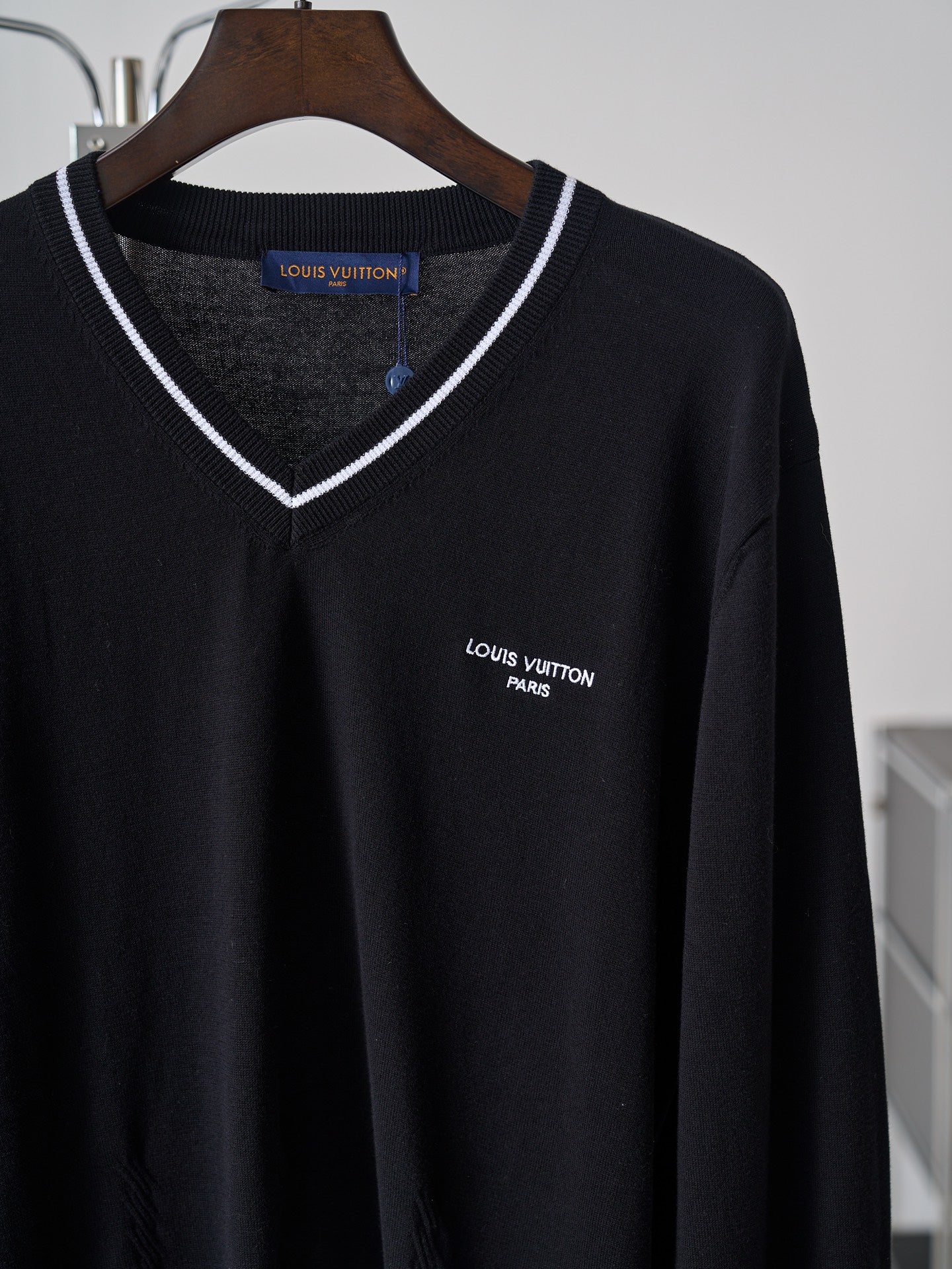LV Embroidered Knit V-neck Sweater