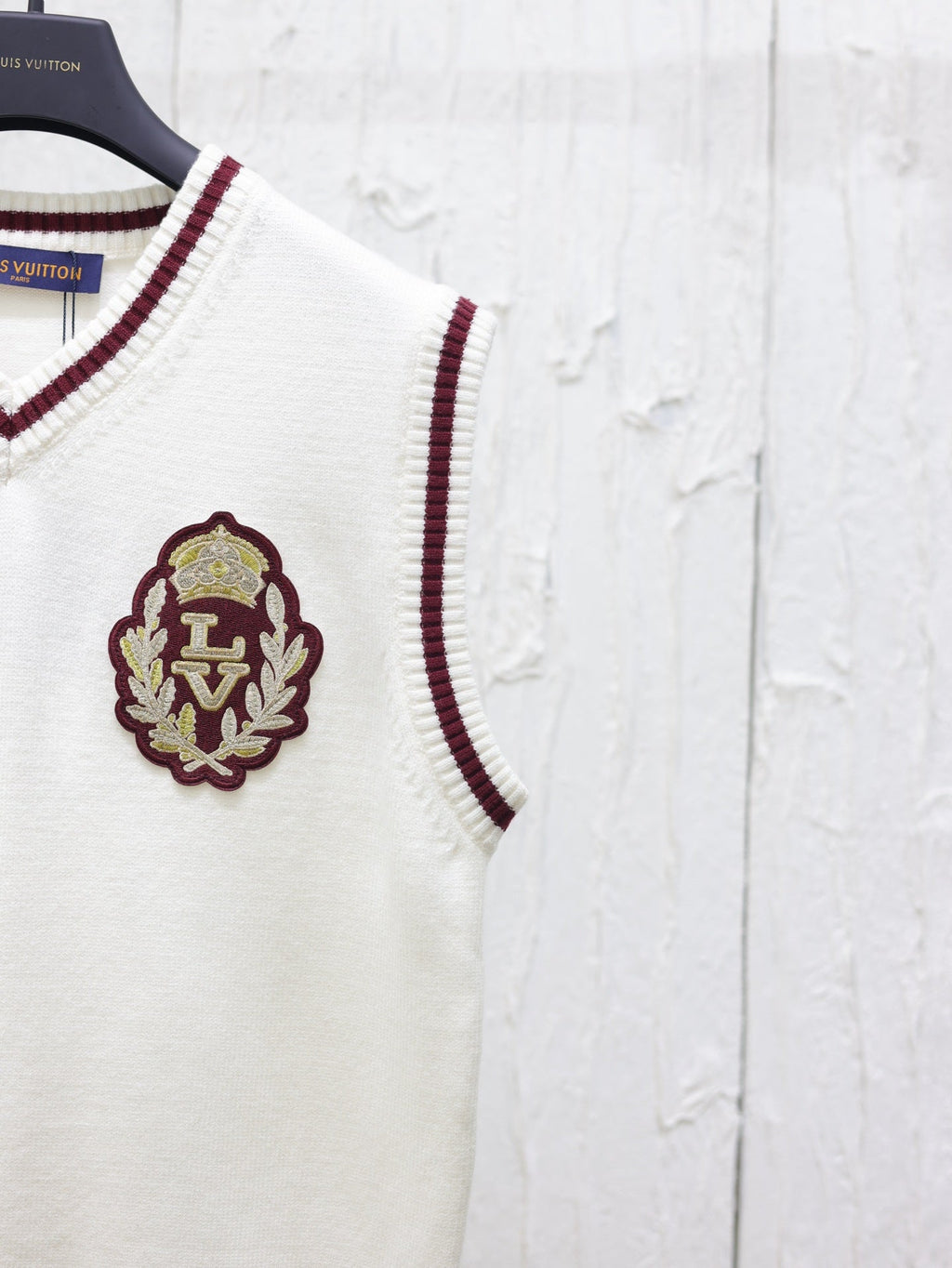 LV V Neck Embroidered Sleeveless Vest