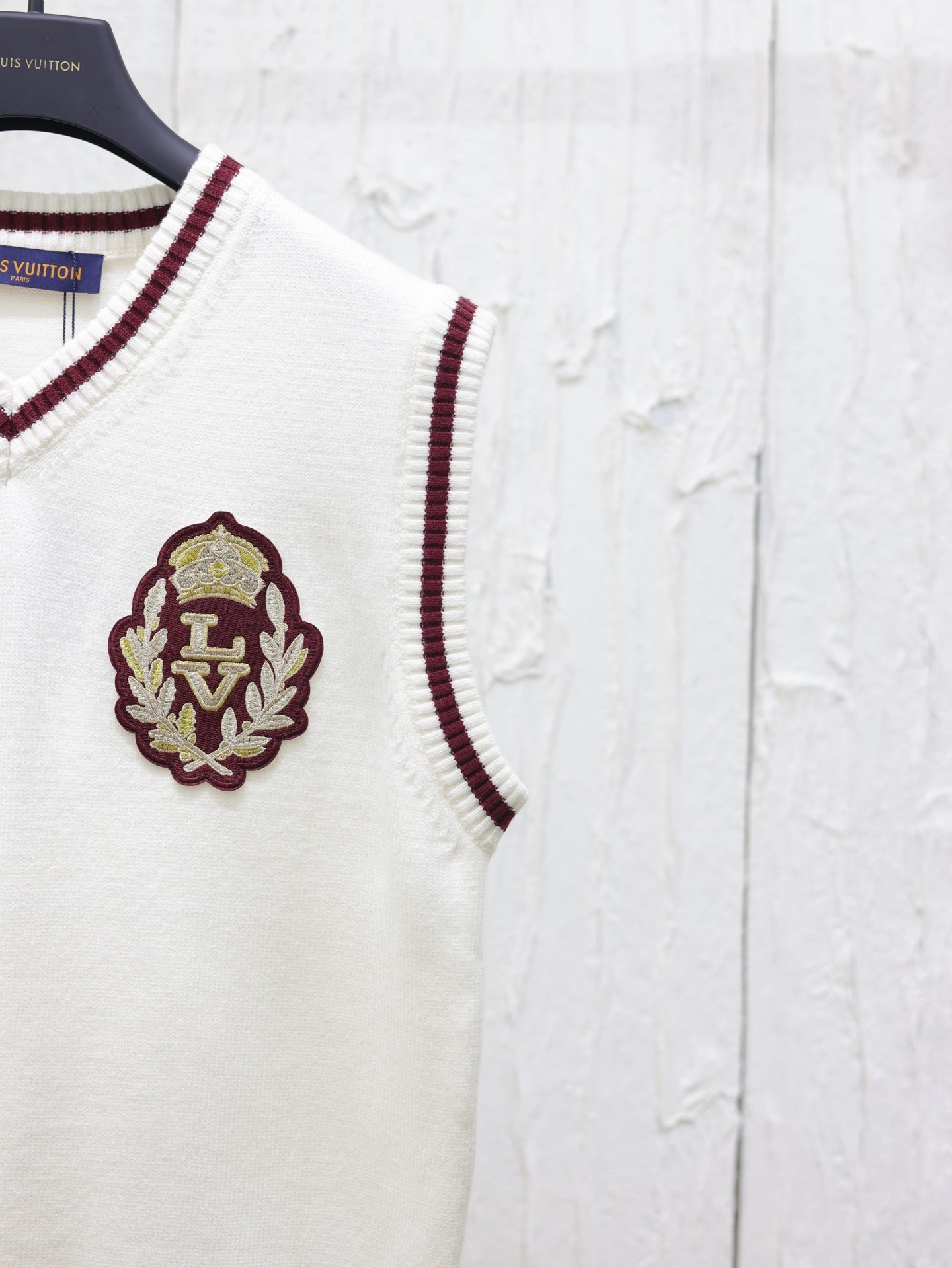LV V Neck Embroidered Sleeveless Vest