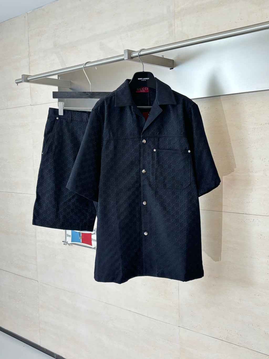 Gucci Double G All-over Jacquard Suit Short-Sleeve Shirt
