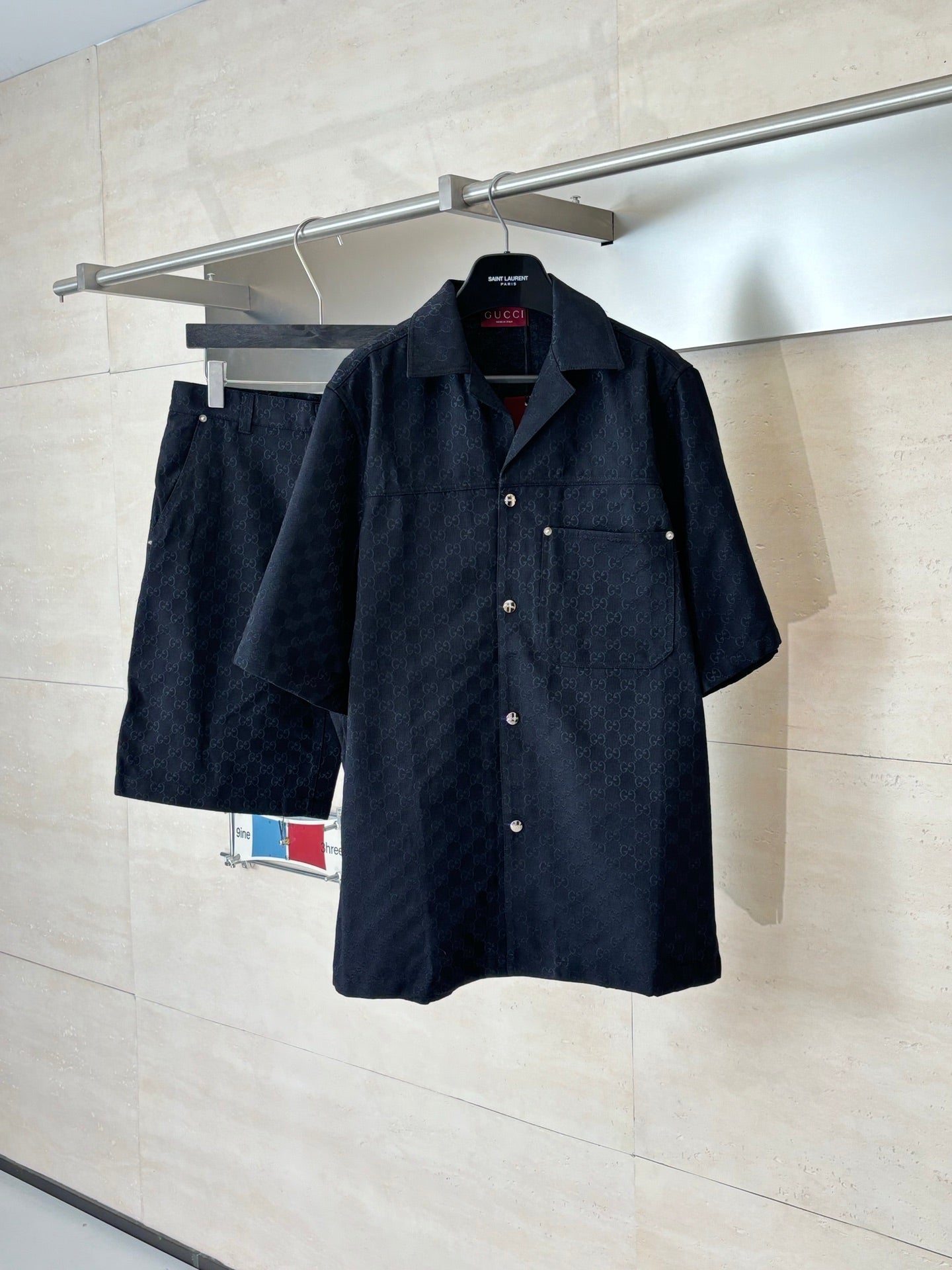 Gucci Double G All-over Jacquard Suit Short-Sleeve Shirt