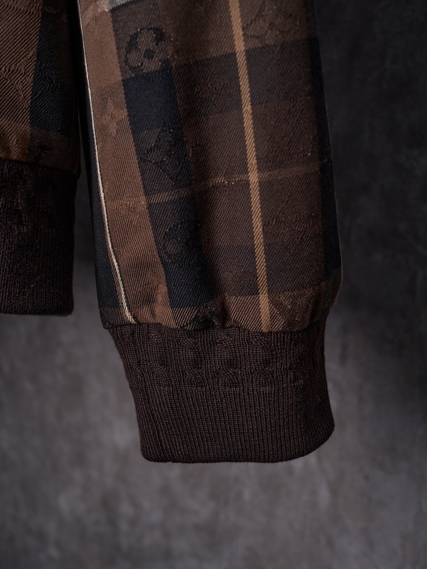 LV Jacquard Letter Applique Belted Hooded Jacket
