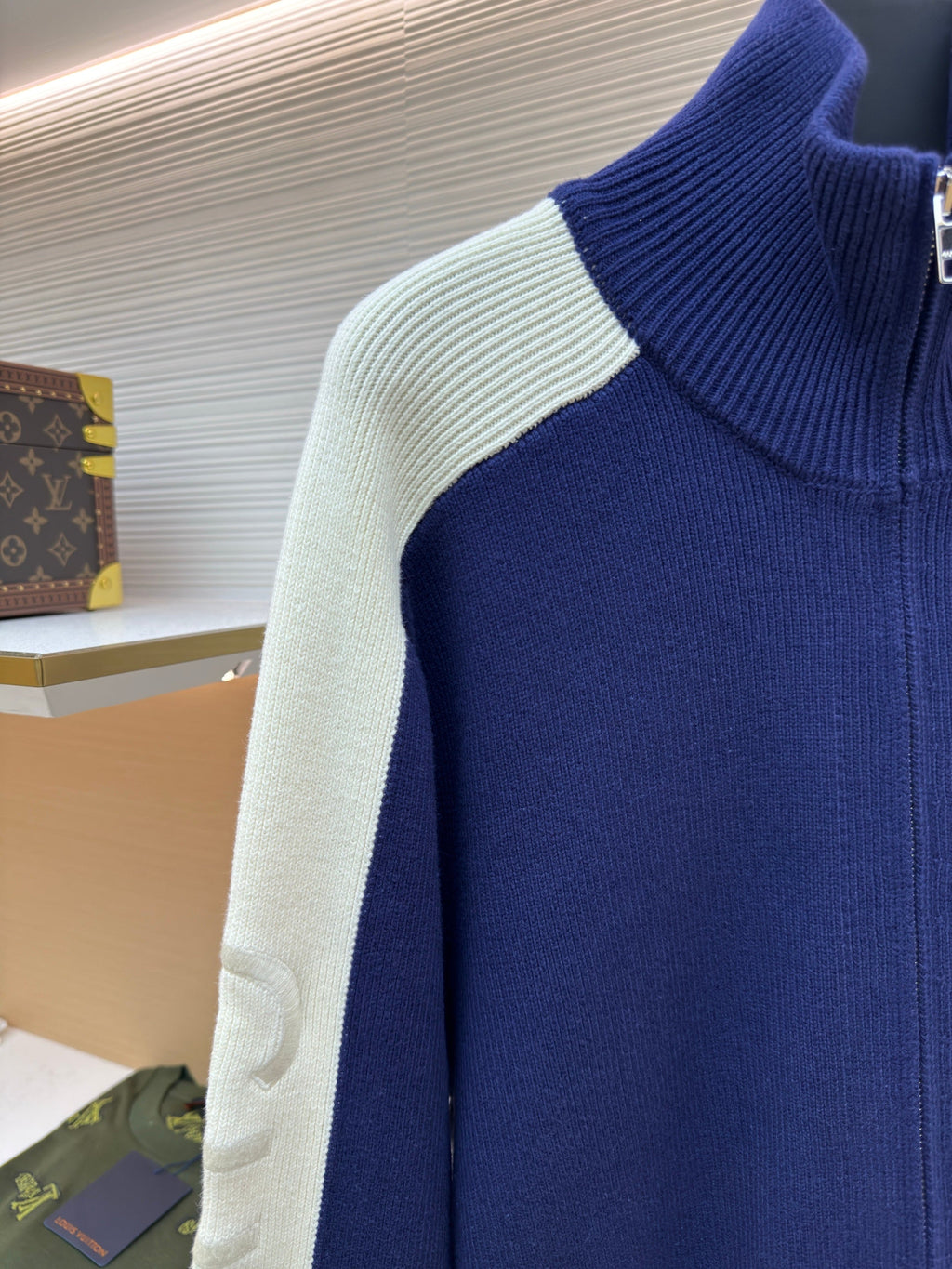 Gucci Embroidered Patchwork Knit Zip -Up Sweater