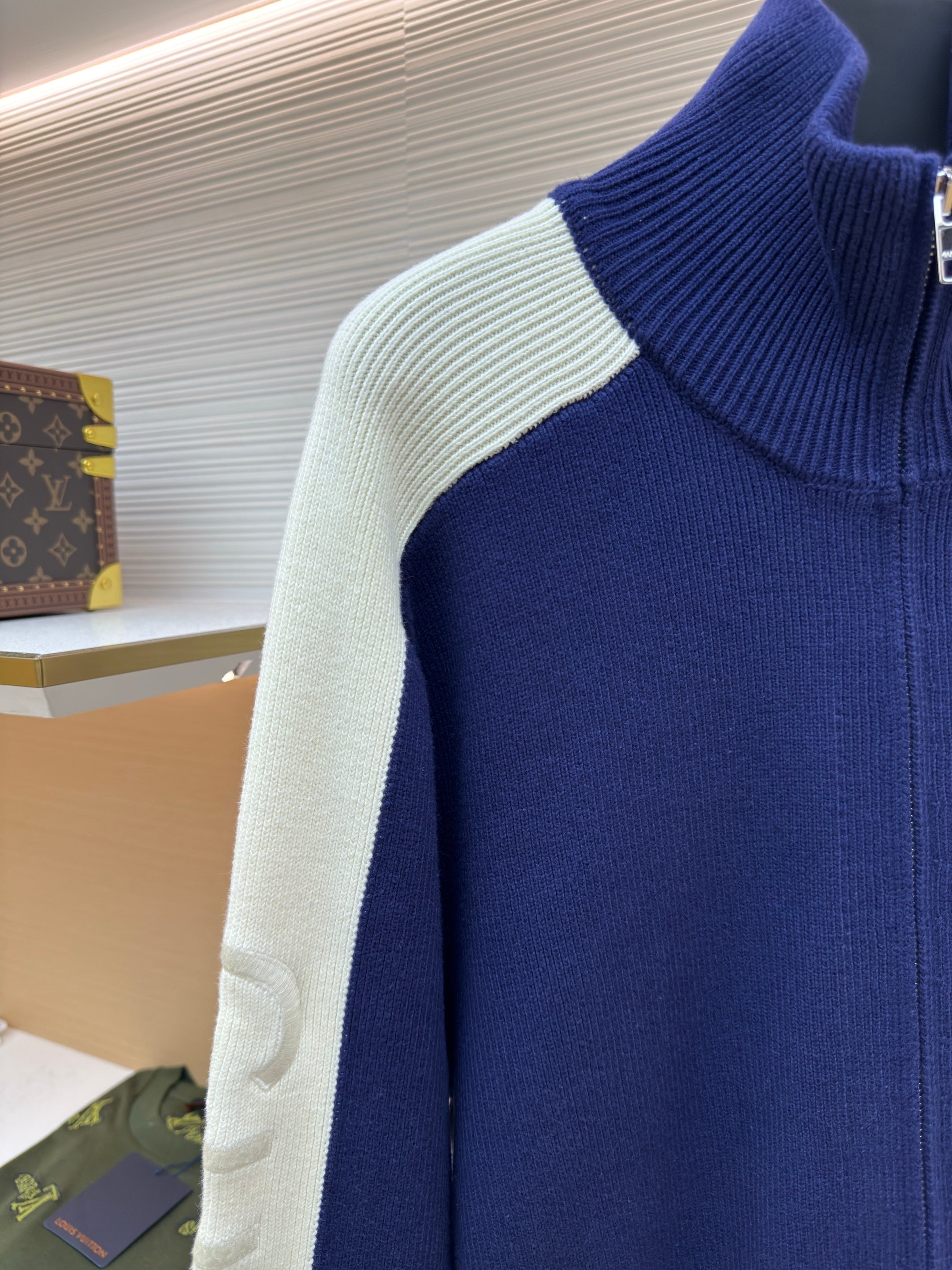 Gucci Embroidered Patchwork Knit Zip -Up Sweater