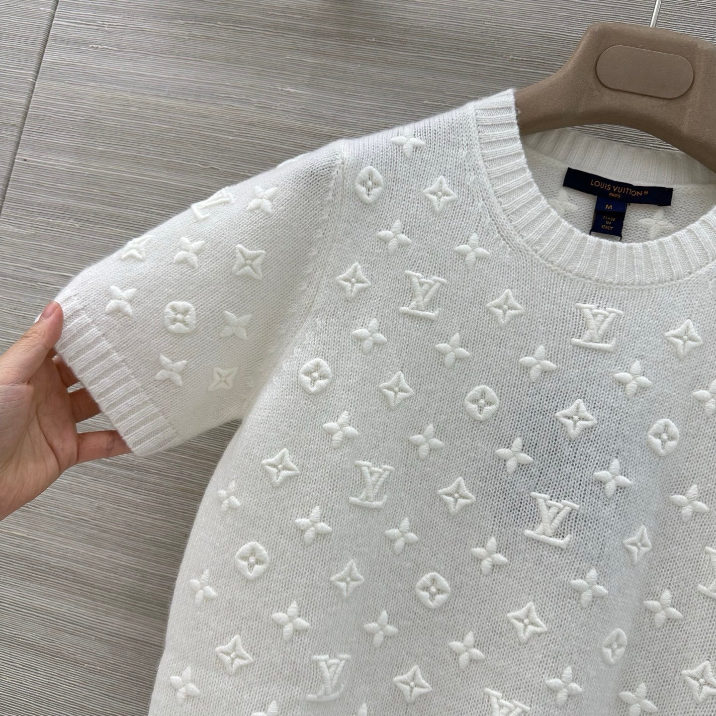 LV 3D MONOGRAM embroidered knit short-sleeved Shirt