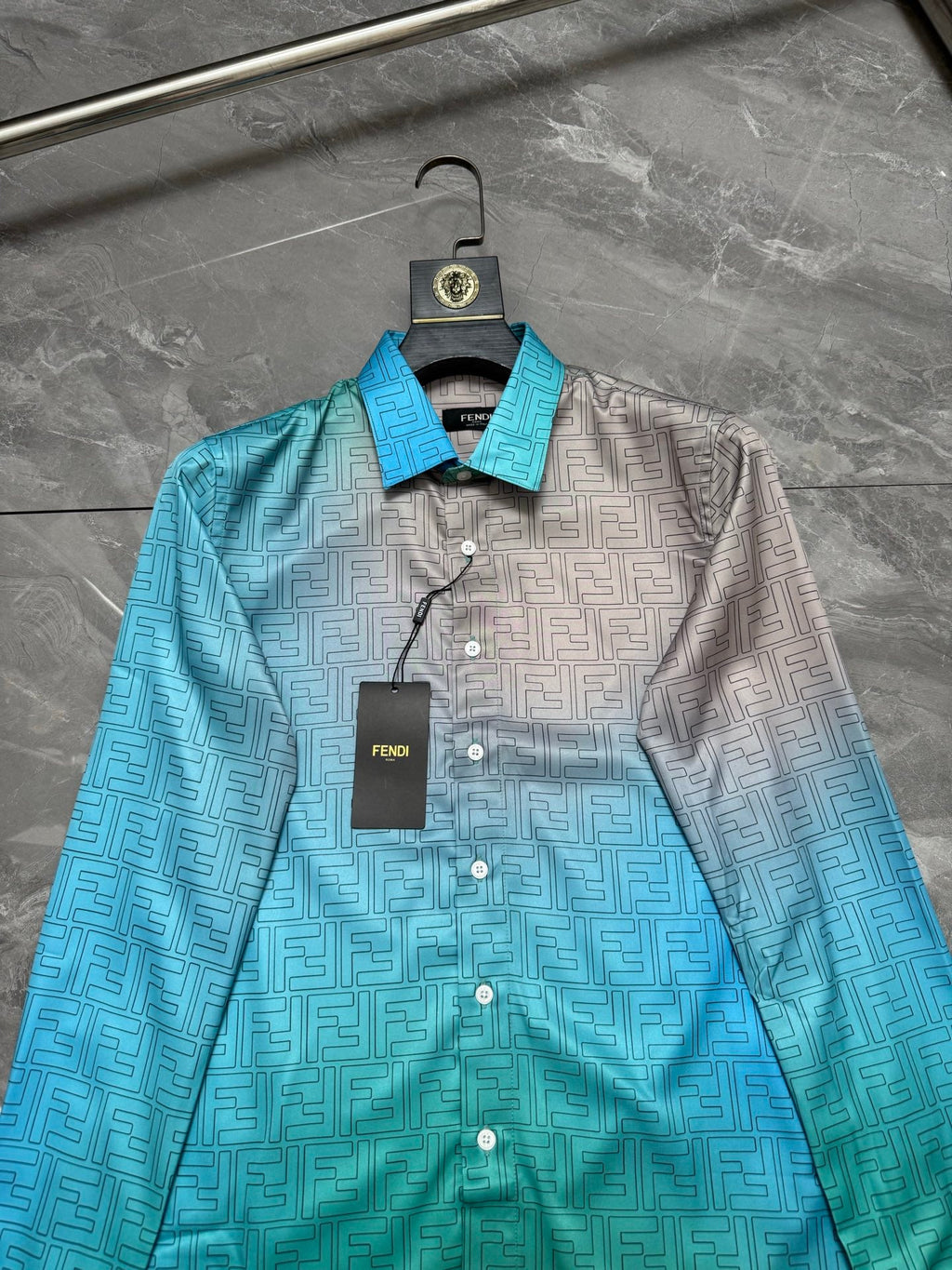 Fendi Color Block Gradient Long-sleeved Shirt