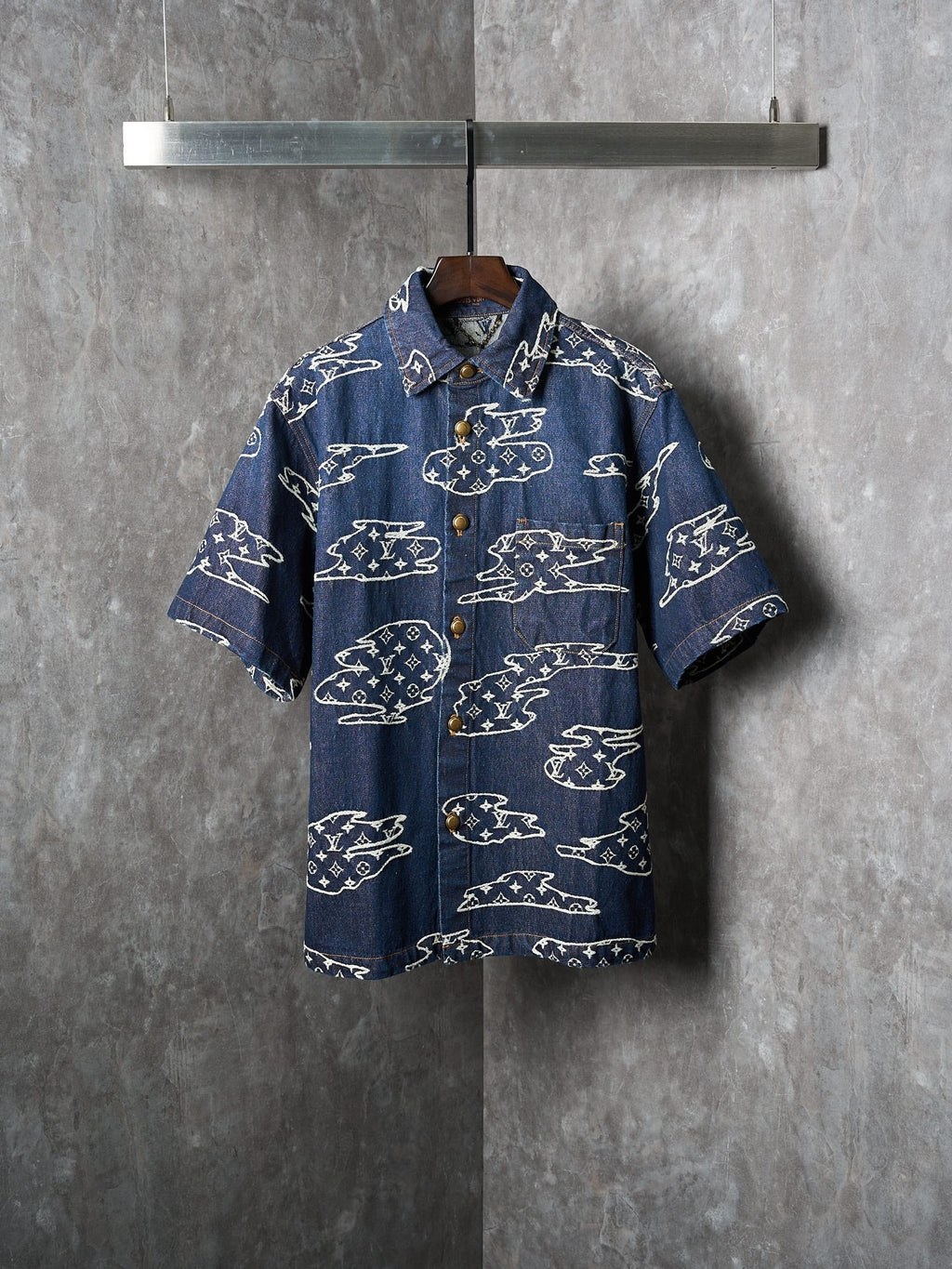 LV Cloud Jacquard Denim short sleeve shirt