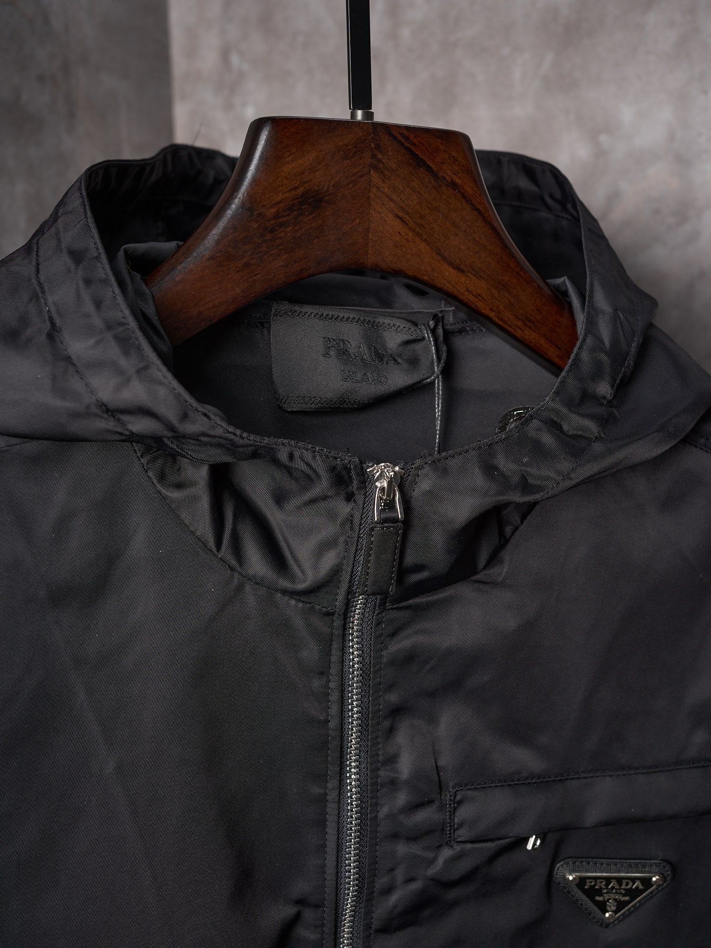 Prada Nylon Zipper Hooded Jacket