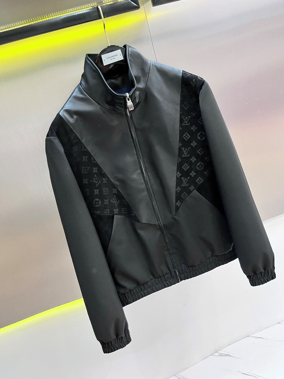 LV Decal Patckwork Leather Jacket