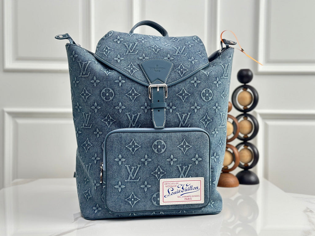 LV Embossed Denim Backpack