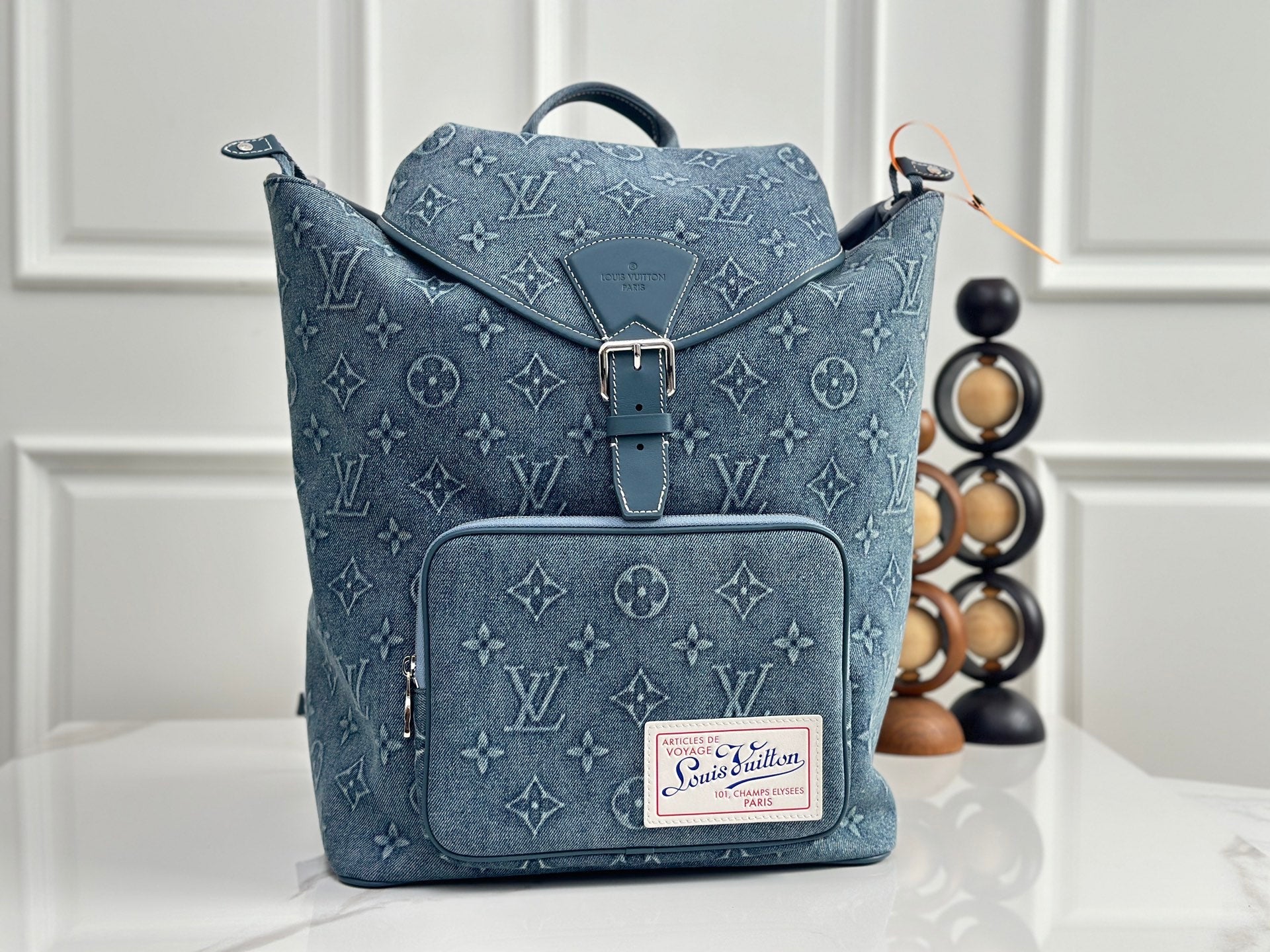 LV Embossed Denim Backpack