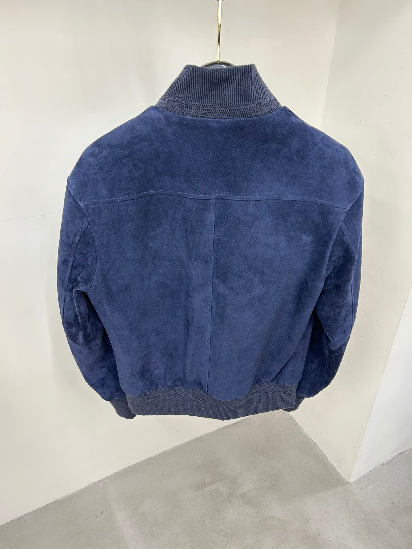 GG suede zip up stand-collar leather jacket