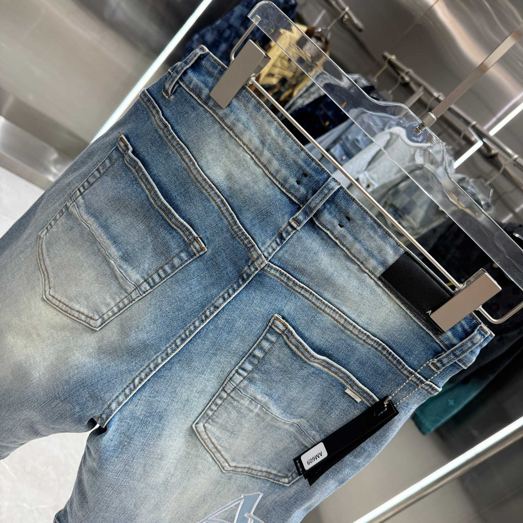 Amiri Embroidered Letter Denim Shorts