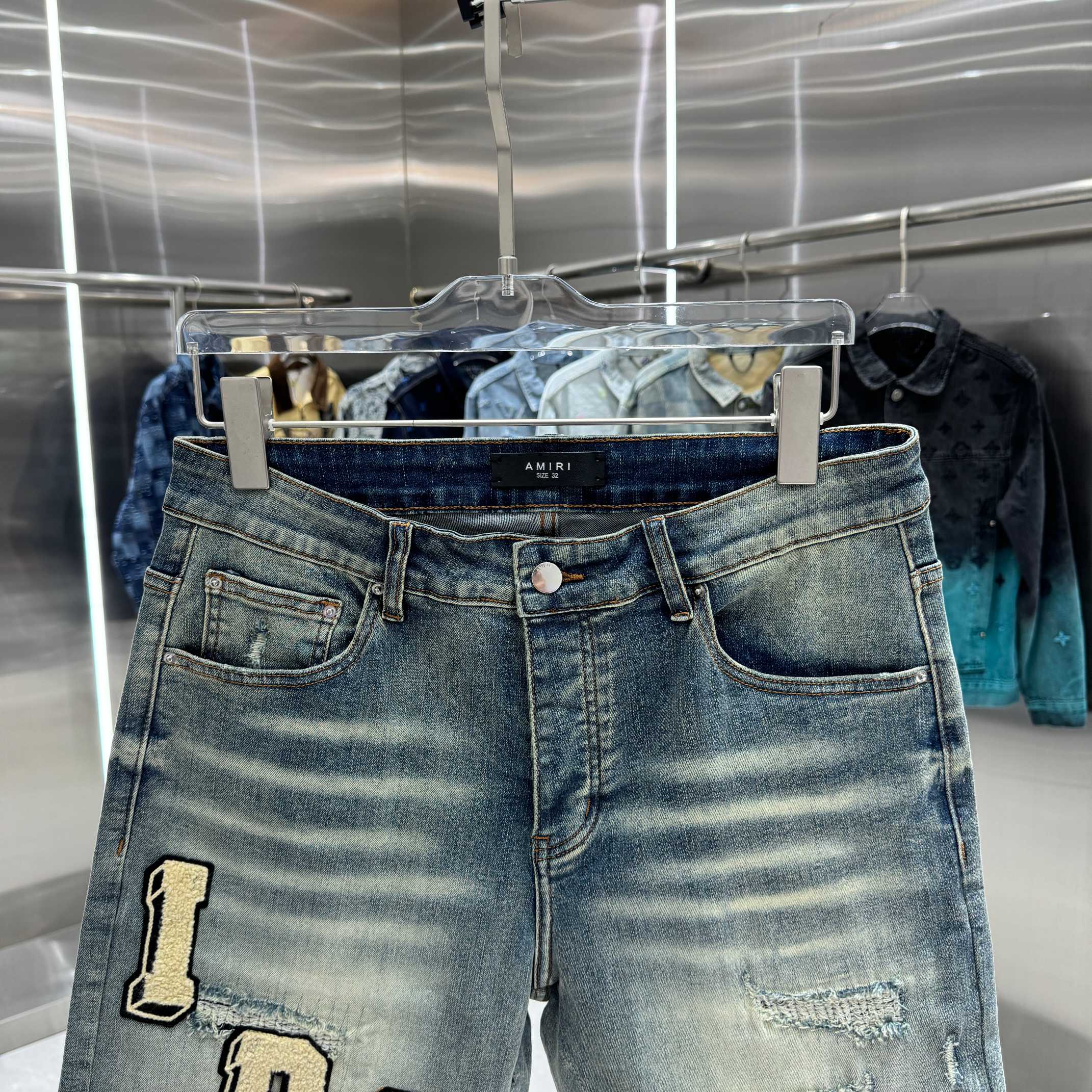Amiri Embroidered Denim Shorts