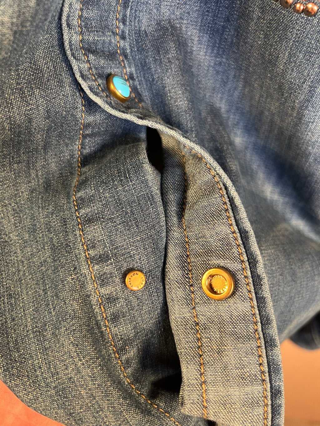 LV Long-sleeved Studded Denim Shirt