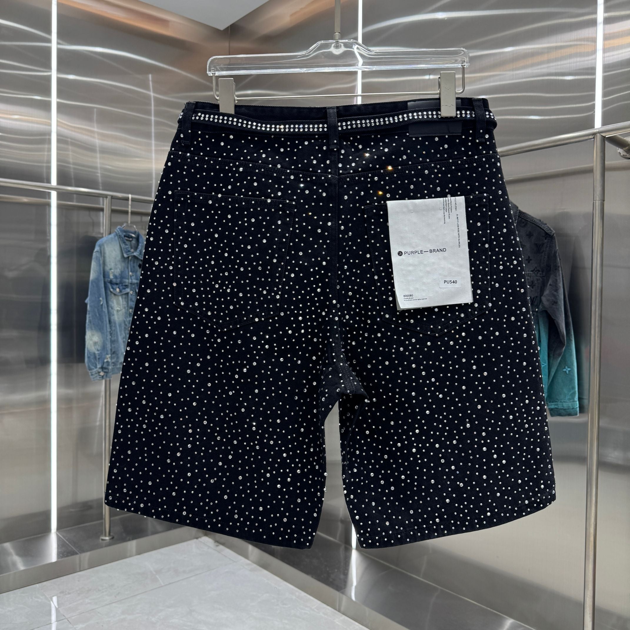 Purple Label Heavy Duty Rhinestone Denim Shorts