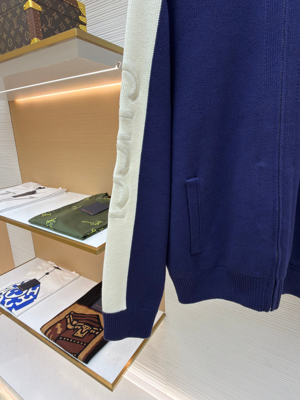 Gucci Embroidered Patchwork Knit Zip -Up Sweater