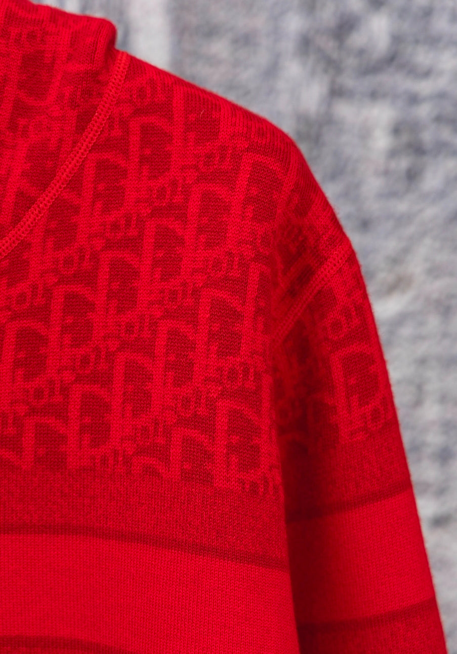 Red Reversible Christian Dior logo zip up hoodie Unisex