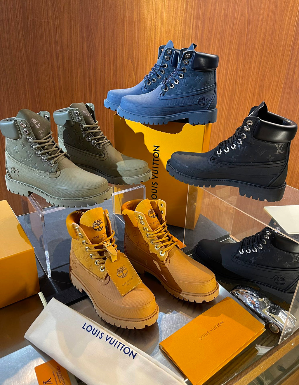 Louis Vuitton × Timberland 6" ankle boot olive green -US(LV) size 10