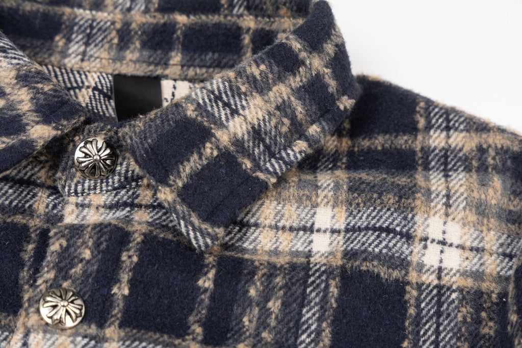 Chrome Heart leather label embroidered wool Shirt