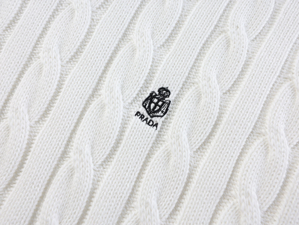 Prada Embroidered Cable Knit Sweater