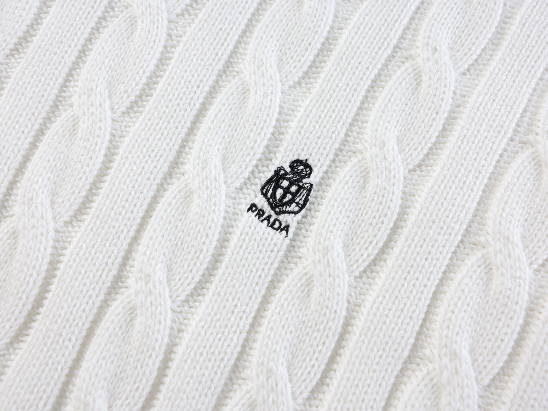 Prada Embroidered Cable Knit Sweater