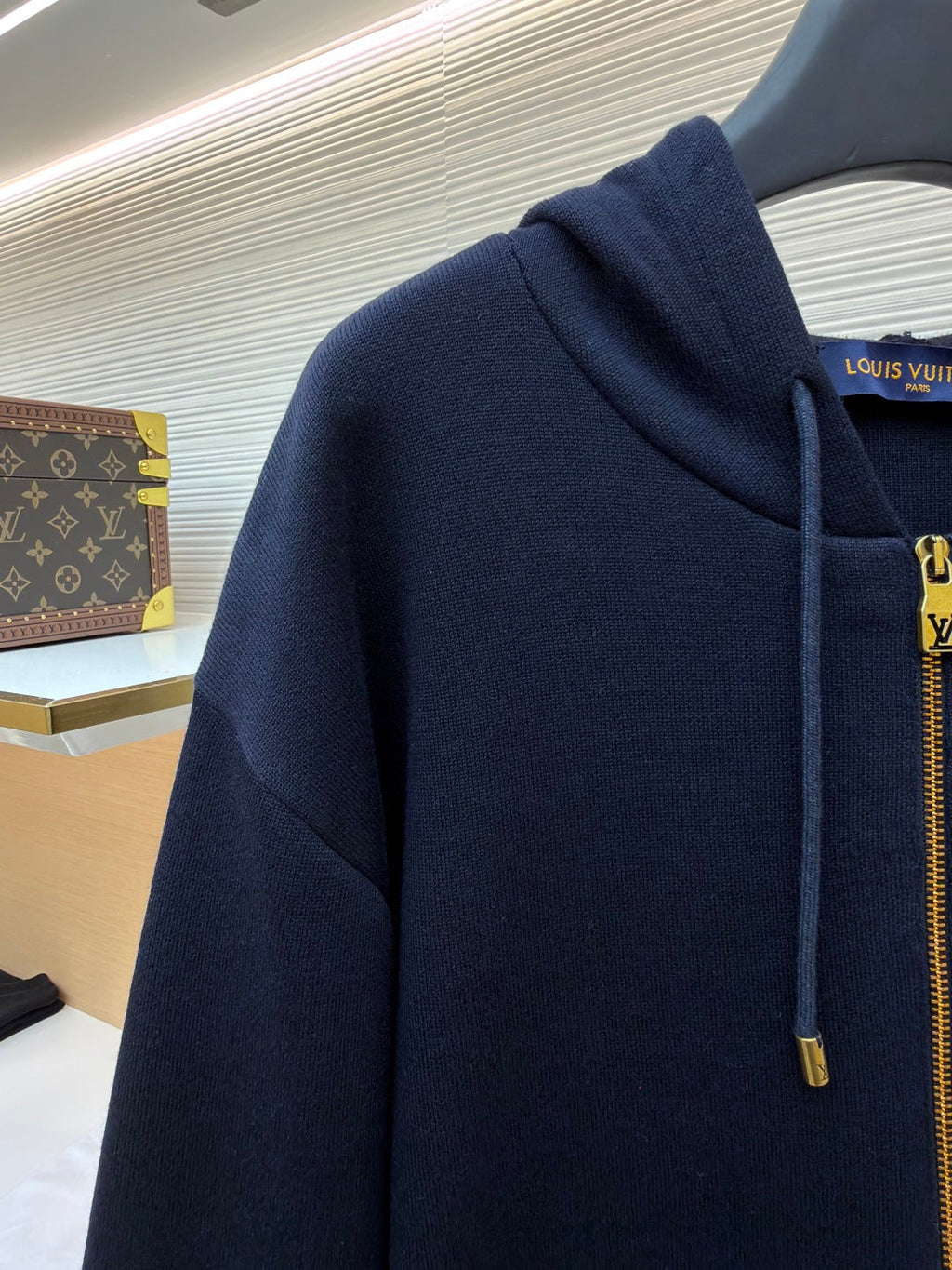 LV Monogram Leather Tag Zip up Hoodie