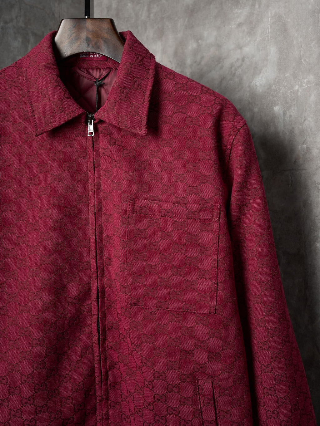 GG Jacquard Canvas Jacket with Chain Collar