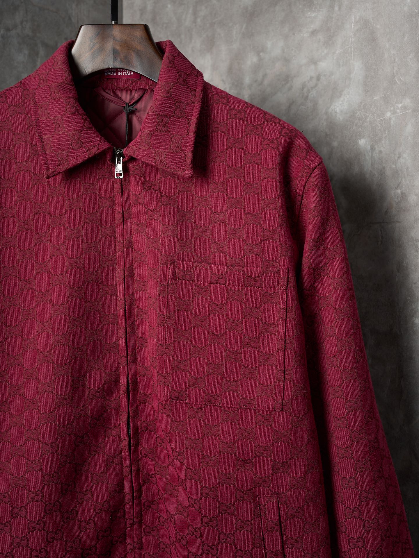 GG Jacquard Canvas Jacket with Chain Collar