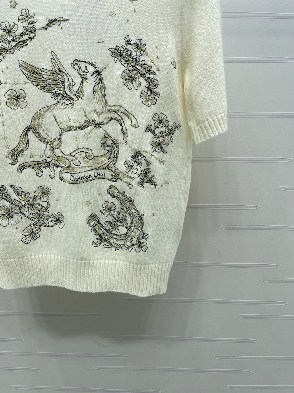 Pegasus Embroidered Knit Short-Sleeve T-Shirt
