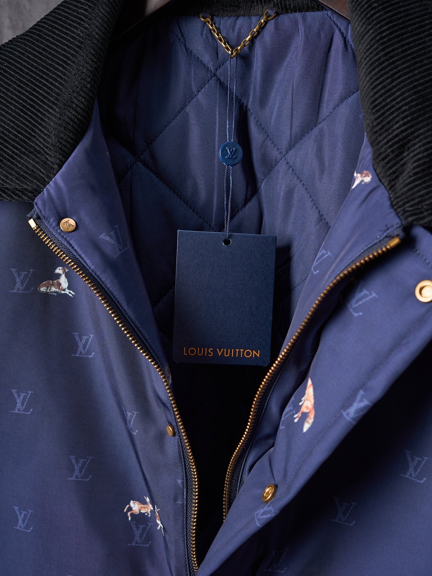LV Corduroy Lapel Animal Print Jacket