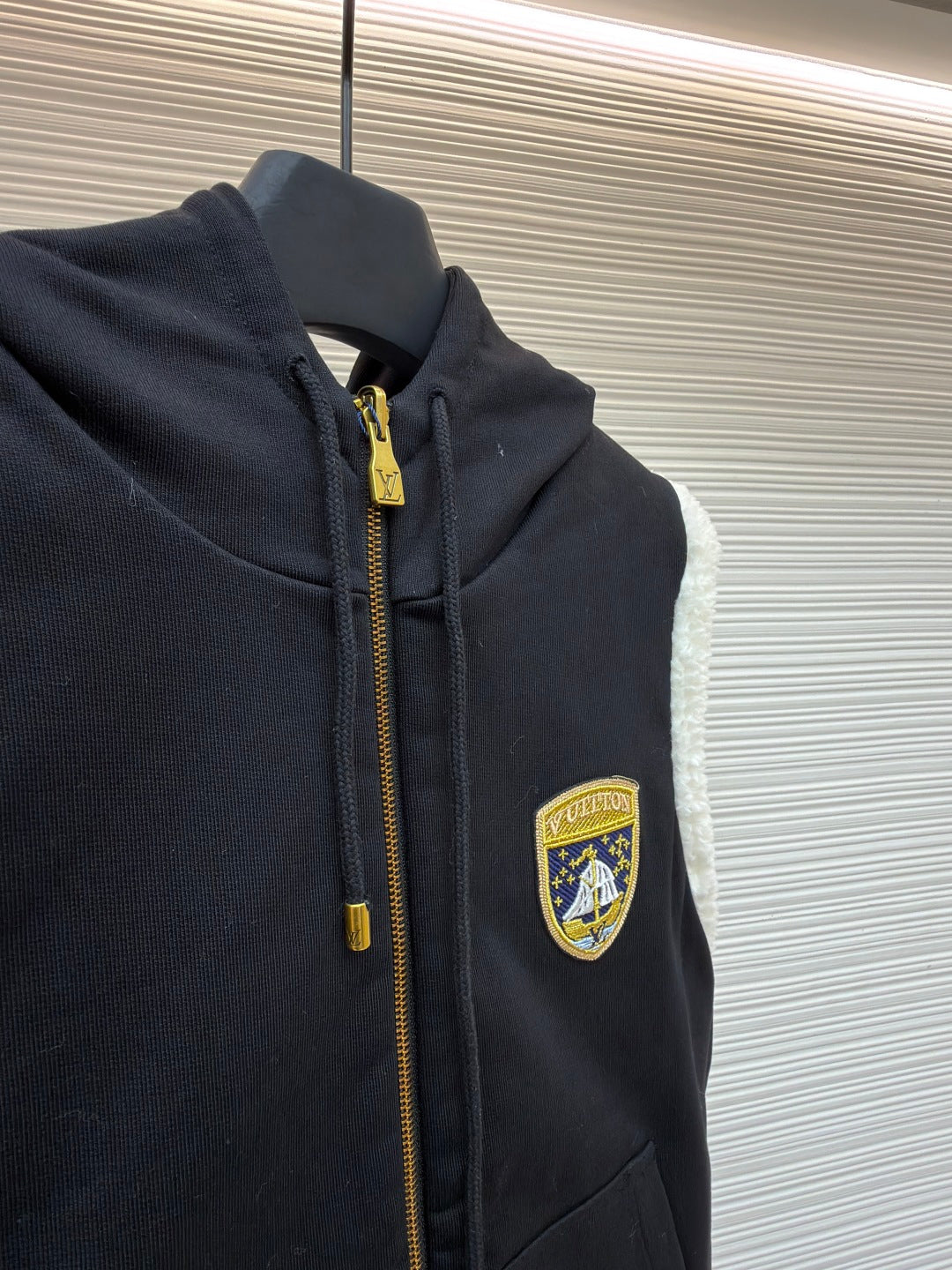 LV Embroidered Hooded Reversible Vest
