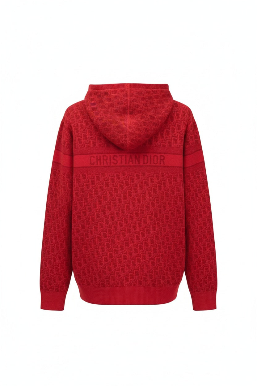 Red Reversible Christian Dior logo zip up hoodie Unisex