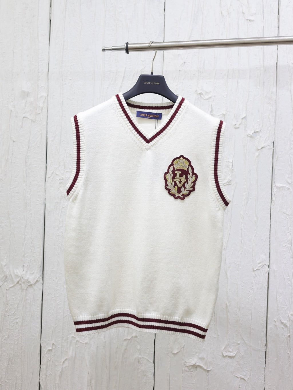 LV V Neck Embroidered Sleeveless Vest