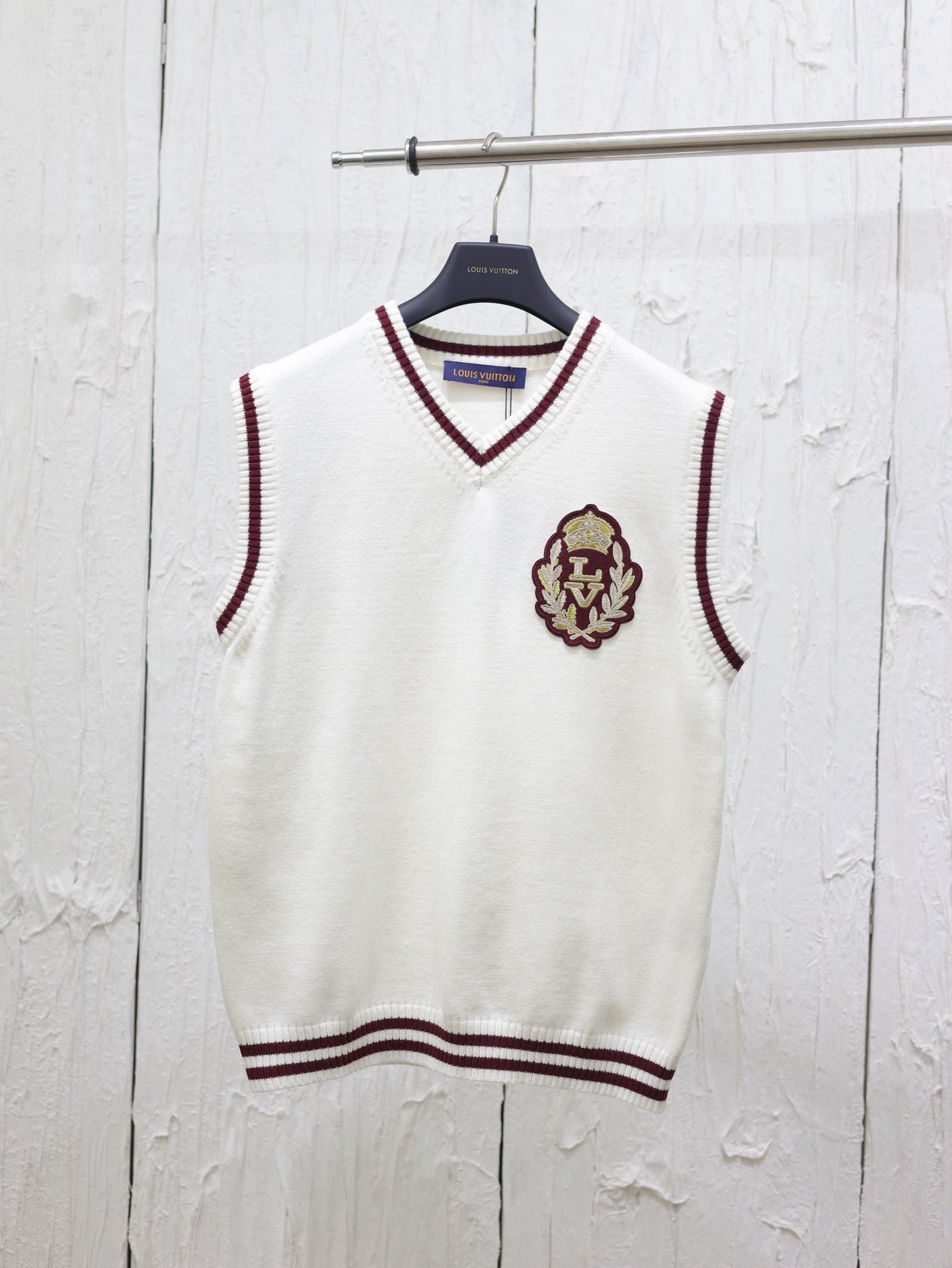 LV V Neck Embroidered Sleeveless Vest