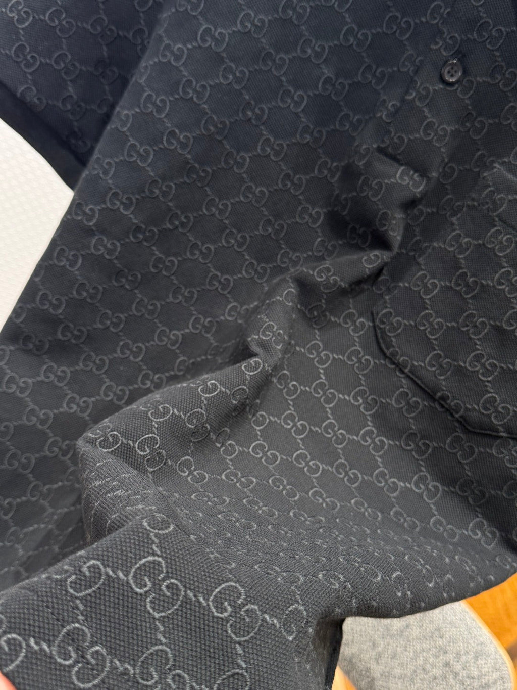 Gucci Vintage Jacquard Stretch Cotton Shirt