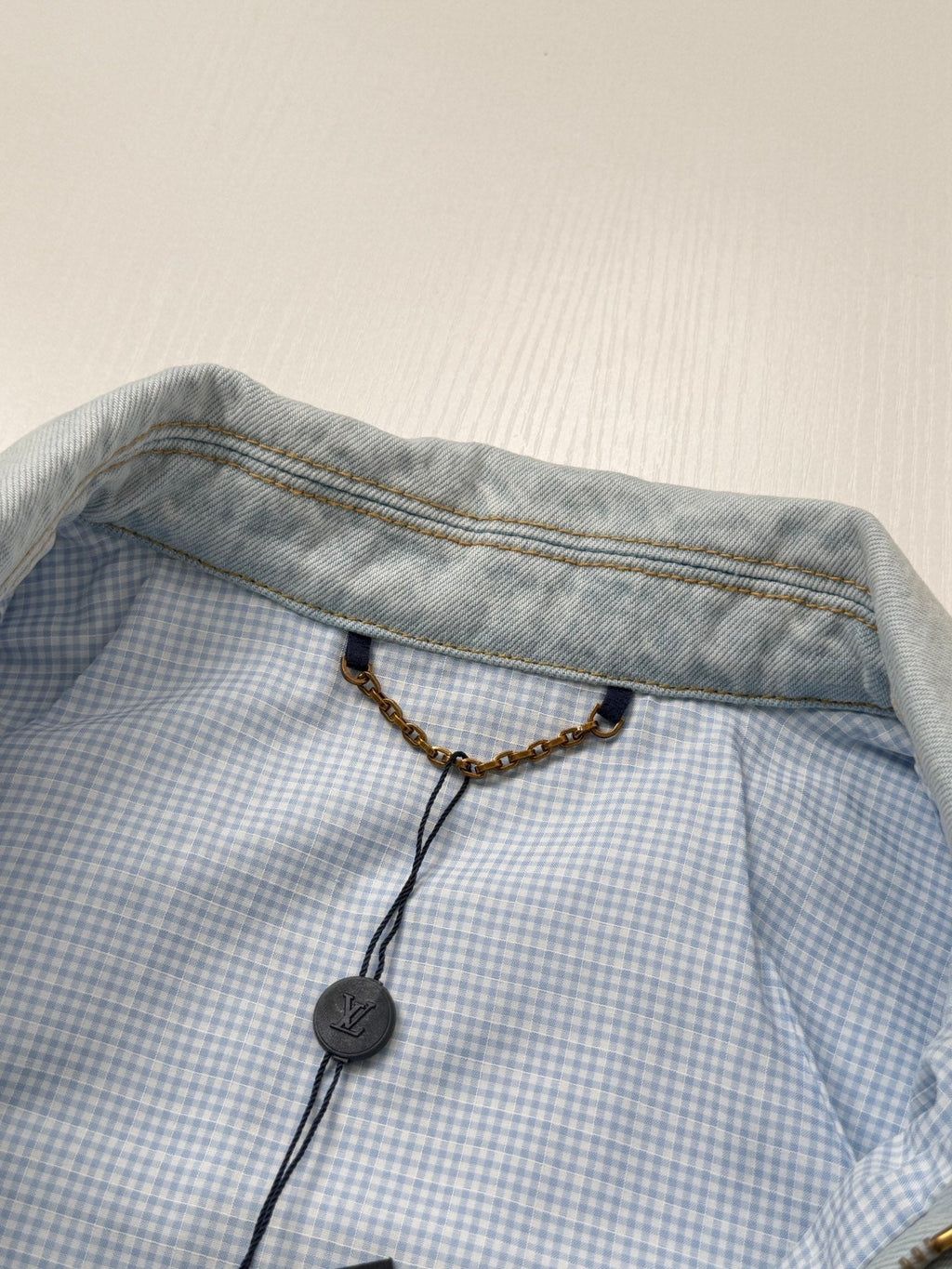 LV Light Wash Floral Embroidery Zipper Denim Jacket