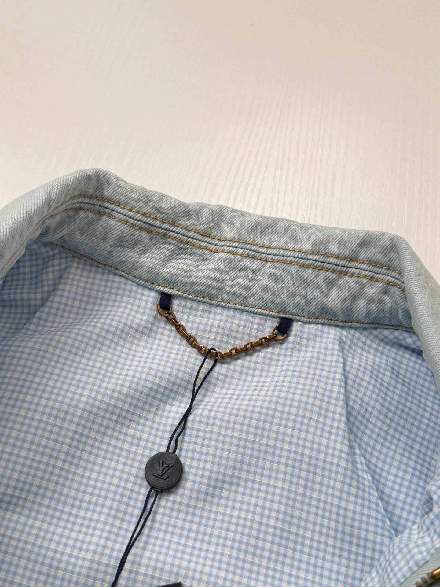 LV Light Wash Floral Embroidery Zipper Denim Jacket