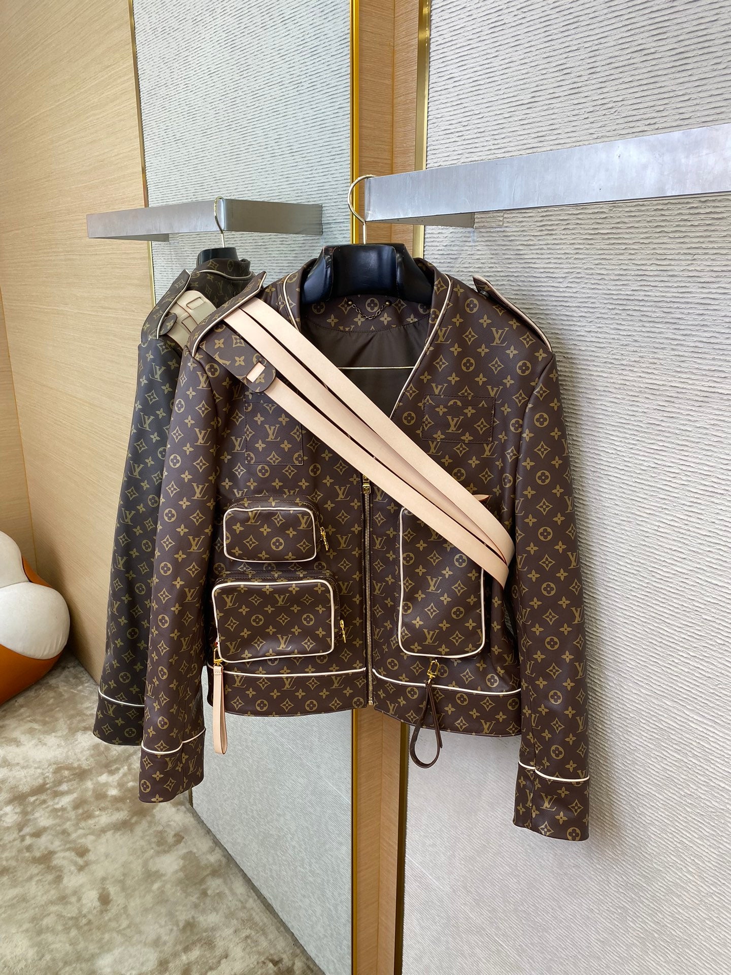 LV detachable Strap Genuine Leather Jacket